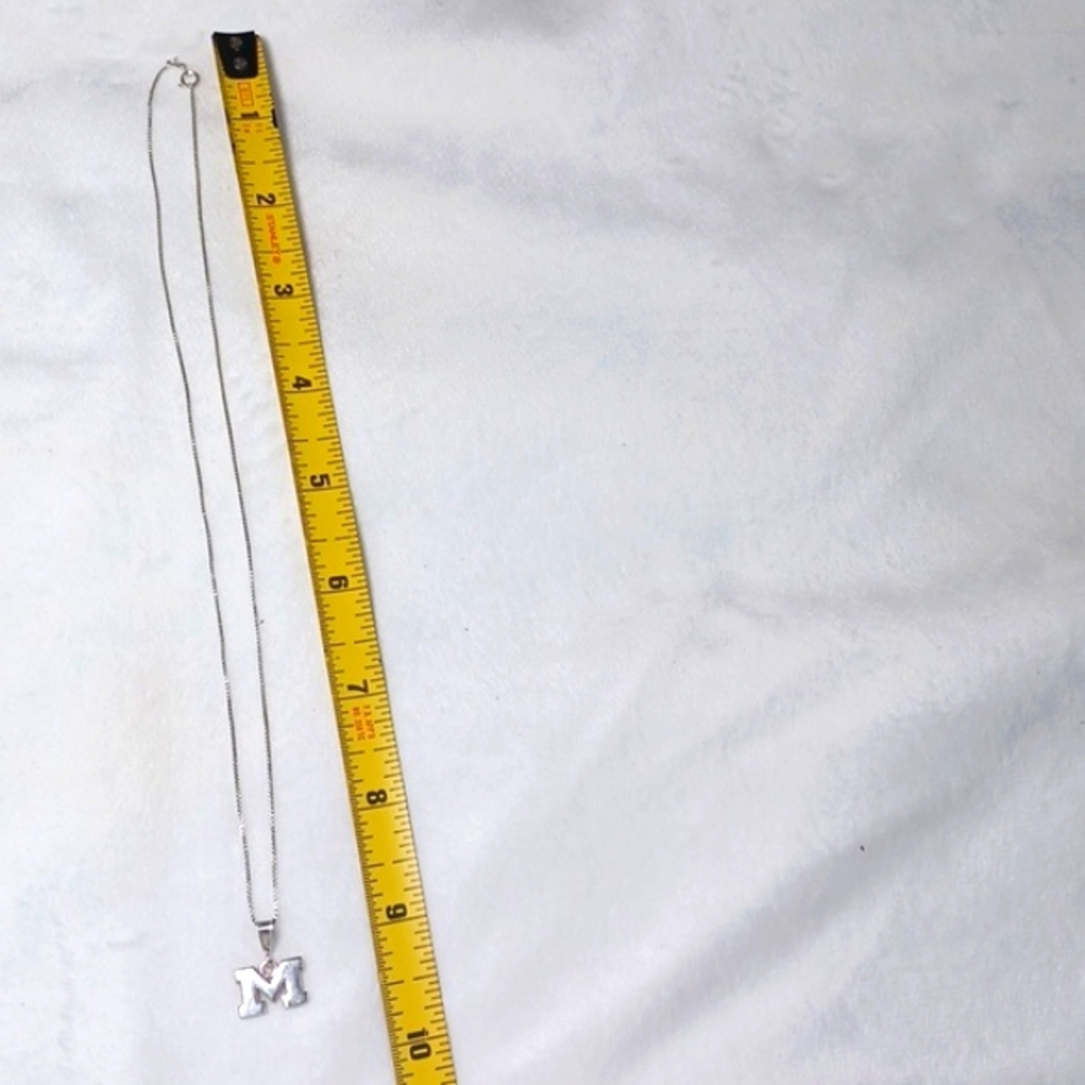 Sterling Silver 925 Sepertine  Box ChainW/  M / Charm Necklace 19 Long 3.1Grams - Picture 6 of 10